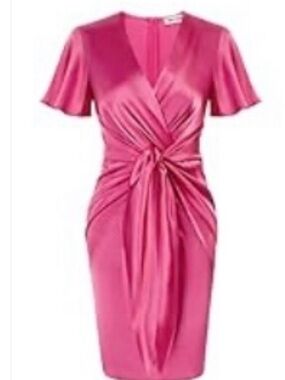 Satin Pink Wrap Dress